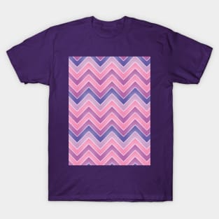 Plum Purple Pink Mauve Chevron Herringbone Print Pattern White Midnight Blue Glittery T-Shirt